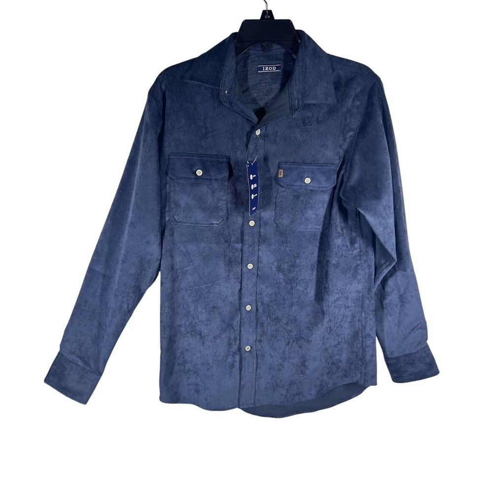 IZOD Mens Navy Blazer Corduroy Long Sleeve Button Front Shirt Small 46IZFB99R410